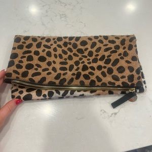 Clare V. Leopard print clutch